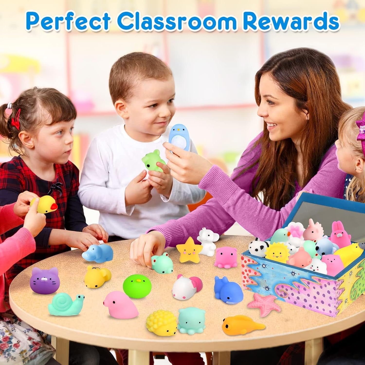 Mochi Squishy Toys  28PCS Animal Mini Squishies Kawaii Party Favors for Kids Cat Unicorn Squishy Squeeze Stress Relief Toys Goodie Bags Novelty Toy Easter Gifts for Boys Girls Adults, Random