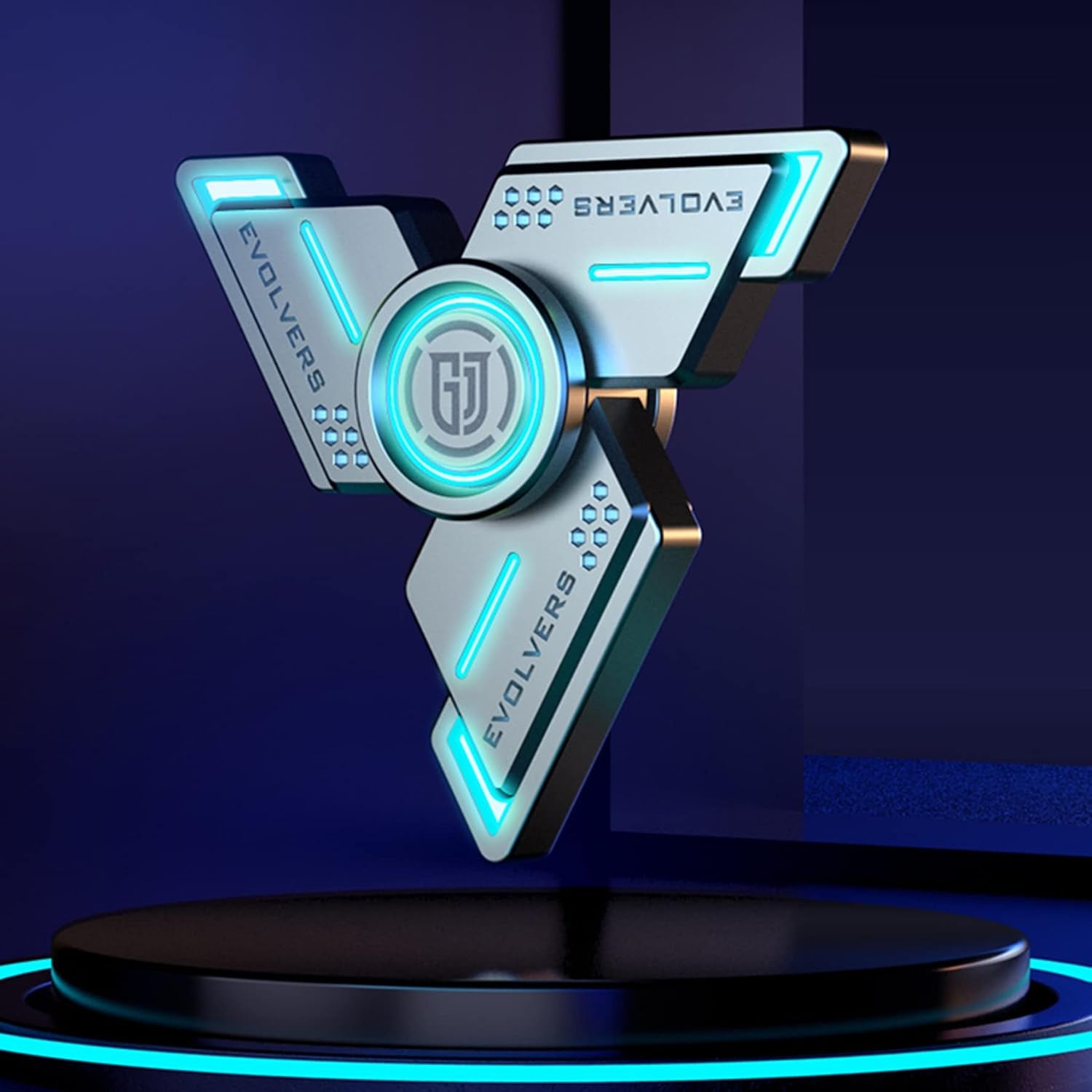 Cyclone Fidget Spinner - Gray Metal with Blue Luminous Features, Durable High-Speed Silent Bearing, Stress and Anxiety Relief Toy for Adults and Kids (Includes DIY Accessories)