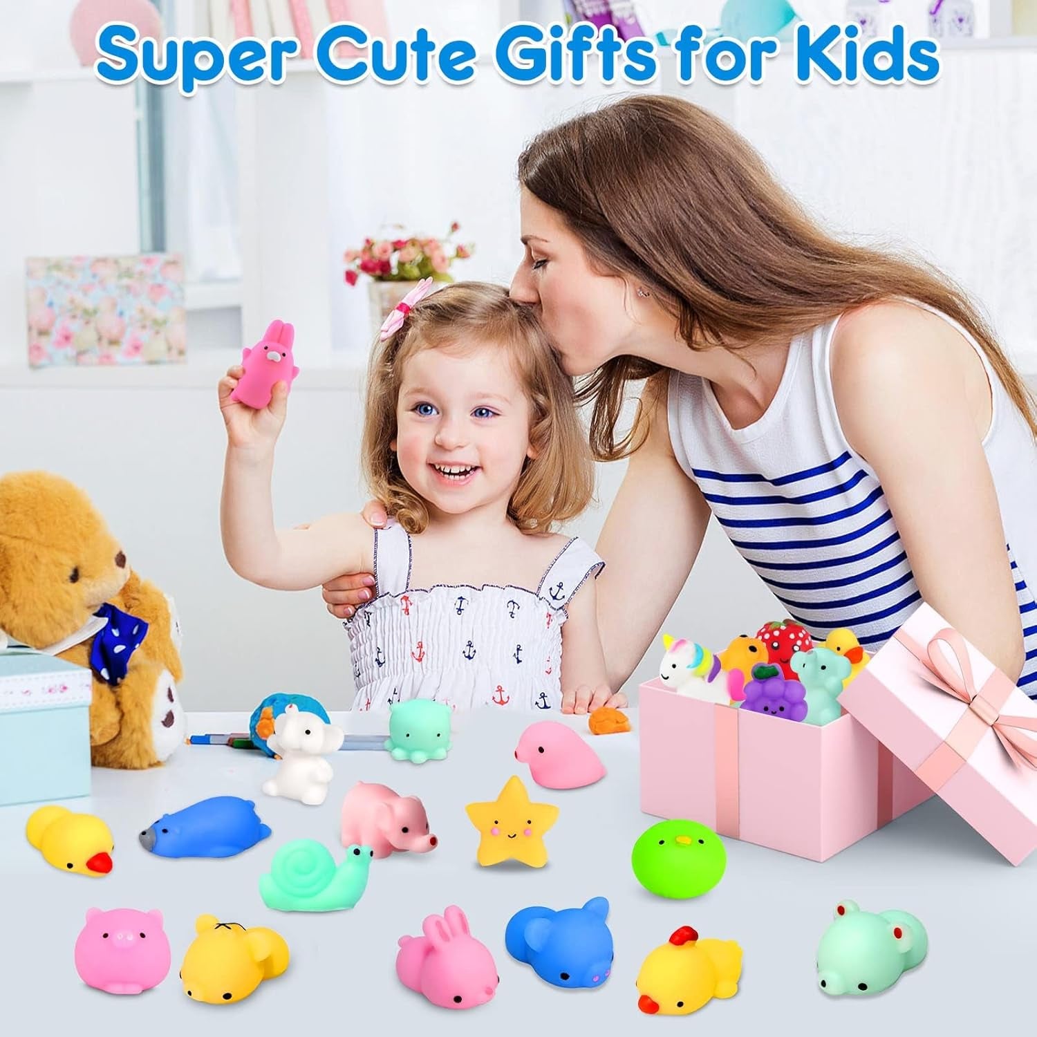 Mochi Squishy Toys  28PCS Animal Mini Squishies Kawaii Party Favors for Kids Cat Unicorn Squishy Squeeze Stress Relief Toys Goodie Bags Novelty Toy Easter Gifts for Boys Girls Adults, Random