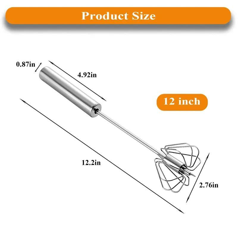 Kitchen Mixer Stirring Tool Hand Mixer Stainless Steel Semi-Automatic Egg Beater for Mixing Cooking Gadgets (12 Inch)