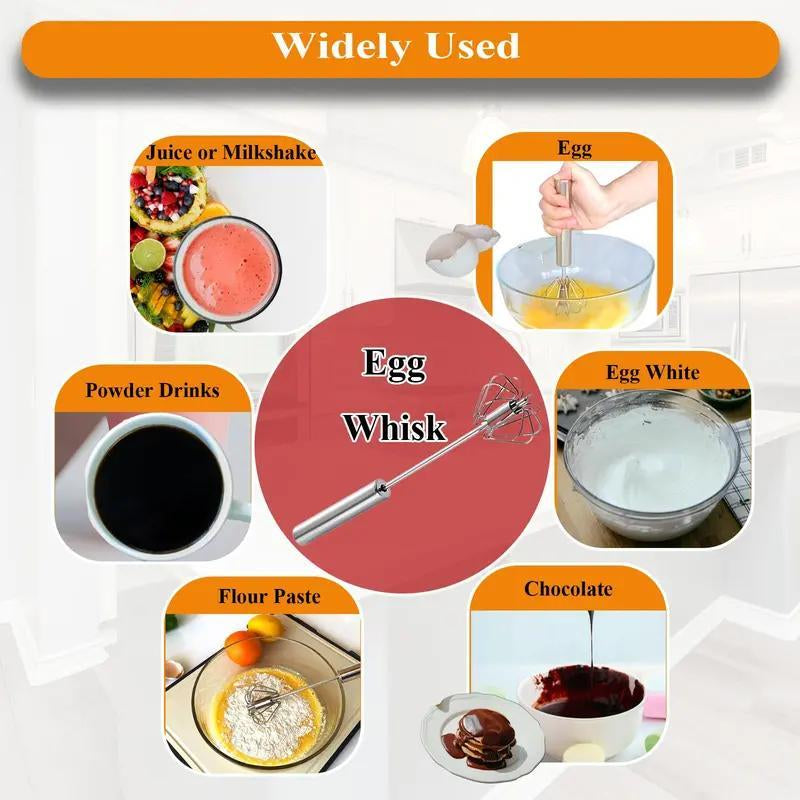 Kitchen Mixer Stirring Tool Hand Mixer Stainless Steel Semi-Automatic Egg Beater for Mixing Cooking Gadgets (12 Inch)