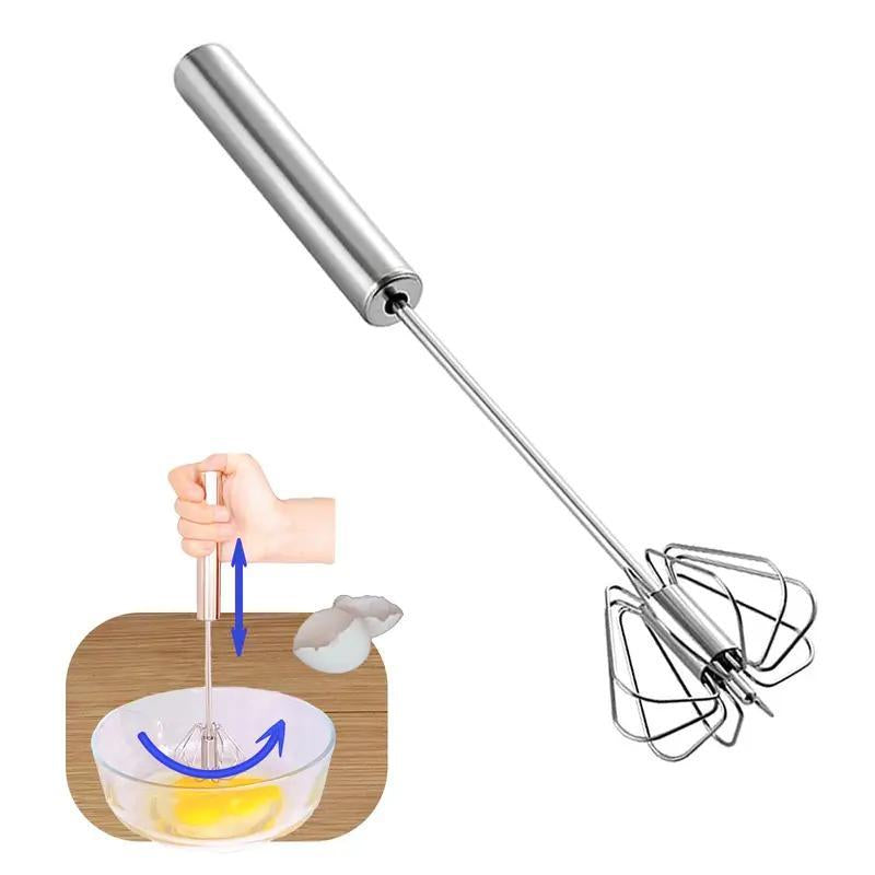 Kitchen Mixer Stirring Tool Hand Mixer Stainless Steel Semi-Automatic Egg Beater for Mixing Cooking Gadgets (12 Inch)