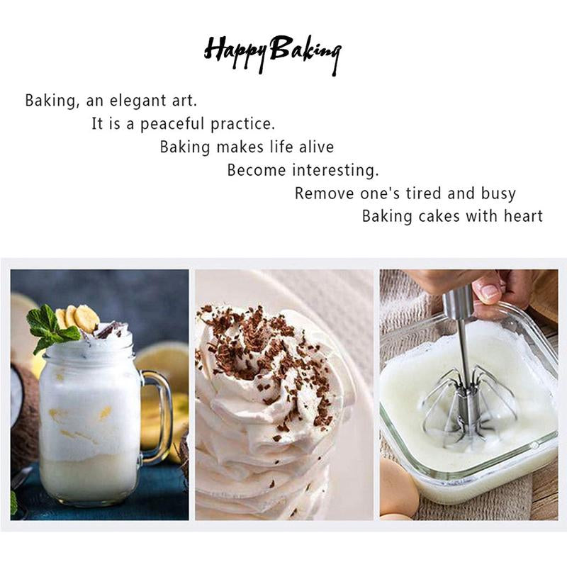 Kitchen Mixer Stirring Tool Hand Mixer Stainless Steel Semi-Automatic Egg Beater for Mixing Cooking Gadgets (12 Inch)