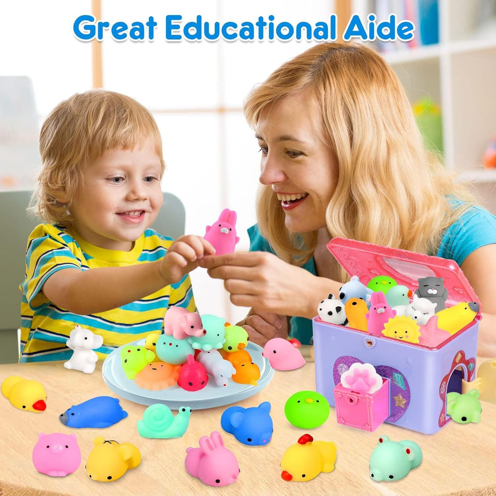 Mochi Squishy Toys  28PCS Animal Mini Squishies Kawaii Party Favors for Kids Cat Unicorn Squishy Squeeze Stress Relief Toys Goodie Bags Novelty Toy Easter Gifts for Boys Girls Adults, Random