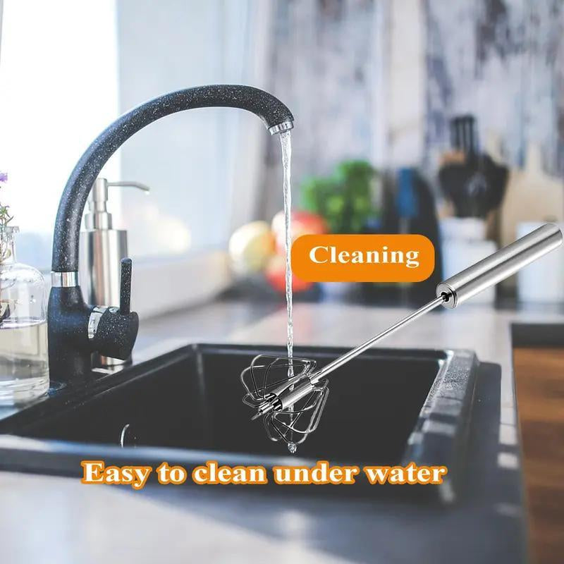 Kitchen Mixer Stirring Tool Hand Mixer Stainless Steel Semi-Automatic Egg Beater for Mixing Cooking Gadgets (12 Inch)