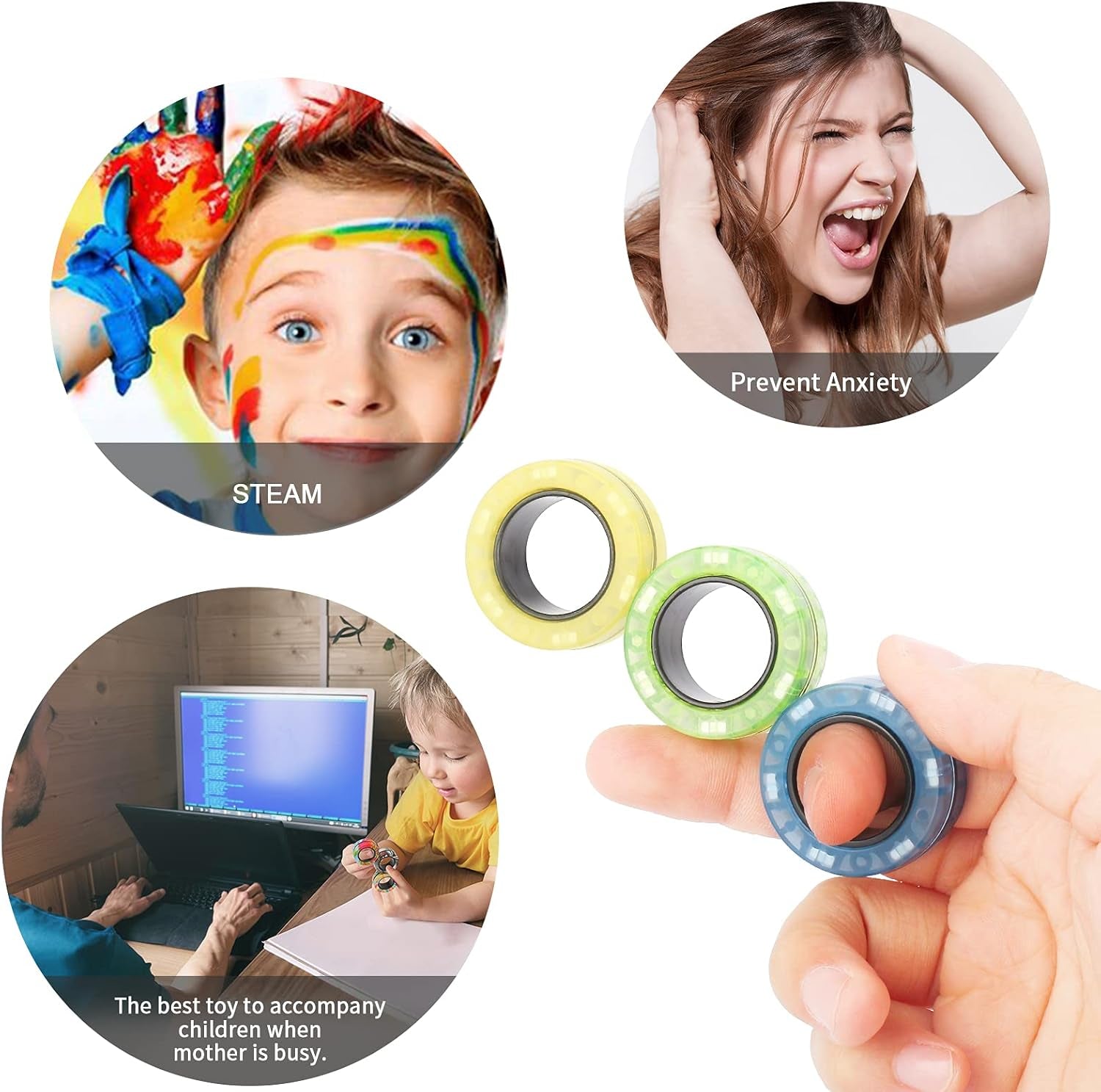 Magnetic Rings Fidget Toy Set for ADHD Management