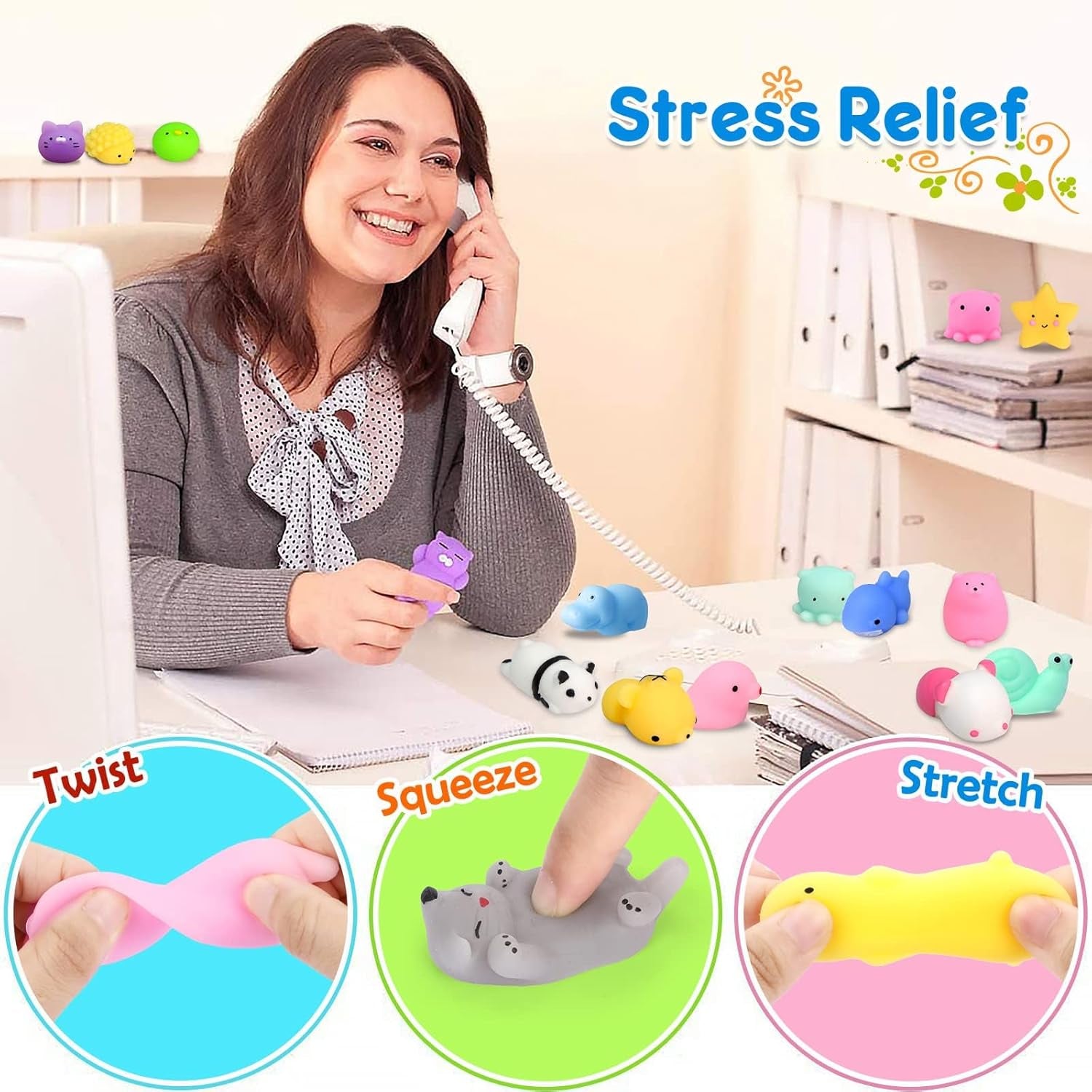 Mochi Squishy Toys  28PCS Animal Mini Squishies Kawaii Party Favors for Kids Cat Unicorn Squishy Squeeze Stress Relief Toys Goodie Bags Novelty Toy Easter Gifts for Boys Girls Adults, Random