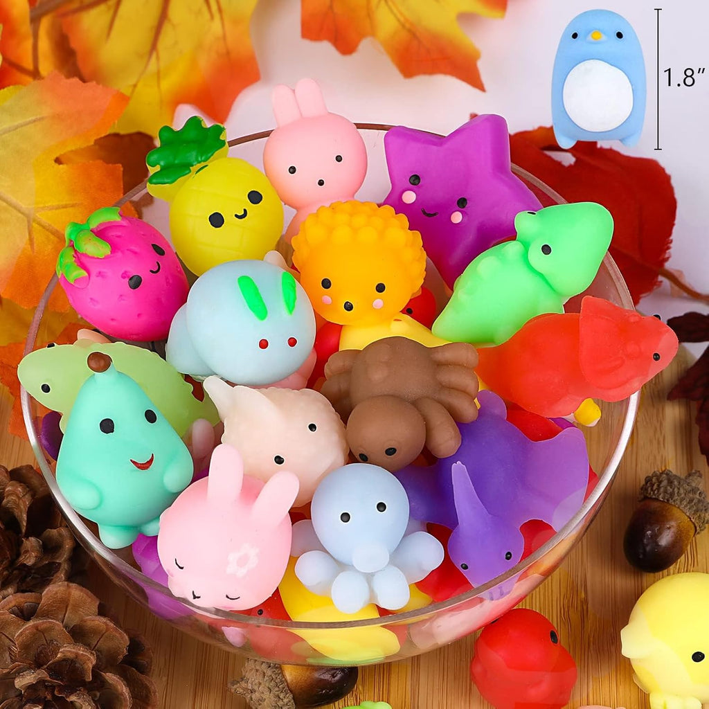 Mochi Squishy Toys  28PCS Animal Mini Squishies Kawaii Party Favors for Kids Cat Unicorn Squishy Squeeze Stress Relief Toys Goodie Bags Novelty Toy Easter Gifts for Boys Girls Adults, Random