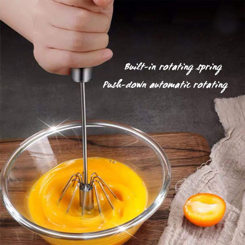 Kitchen Mixer Stirring Tool Hand Mixer Stainless Steel Semi-Automatic Egg Beater for Mixing Cooking Gadgets (12 Inch)